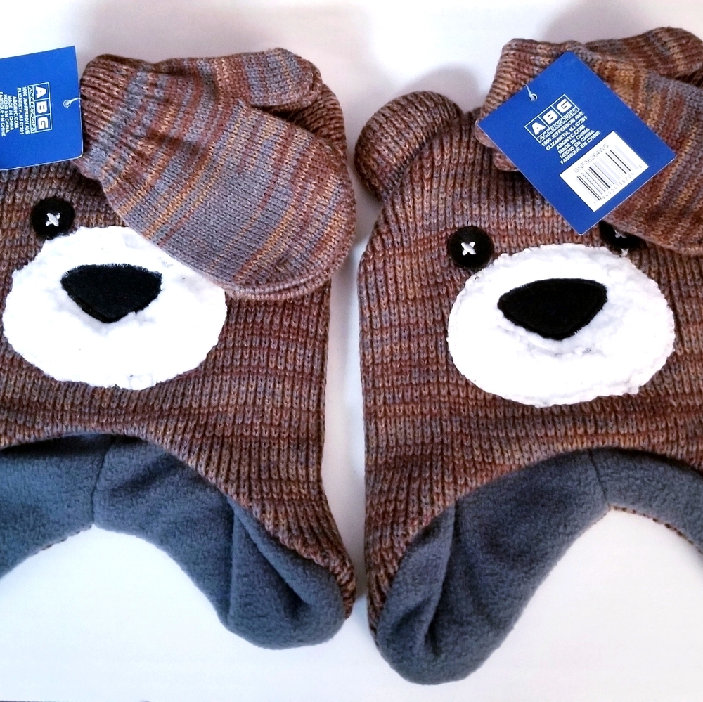 Hat & Mittens Bear Theme Kids Set Bundle of 2 New